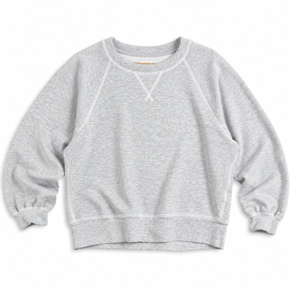 Aerie Womens Size Small Gray Puff Sleeve Sweatshirt Raglan Relaxed Cotton Blend